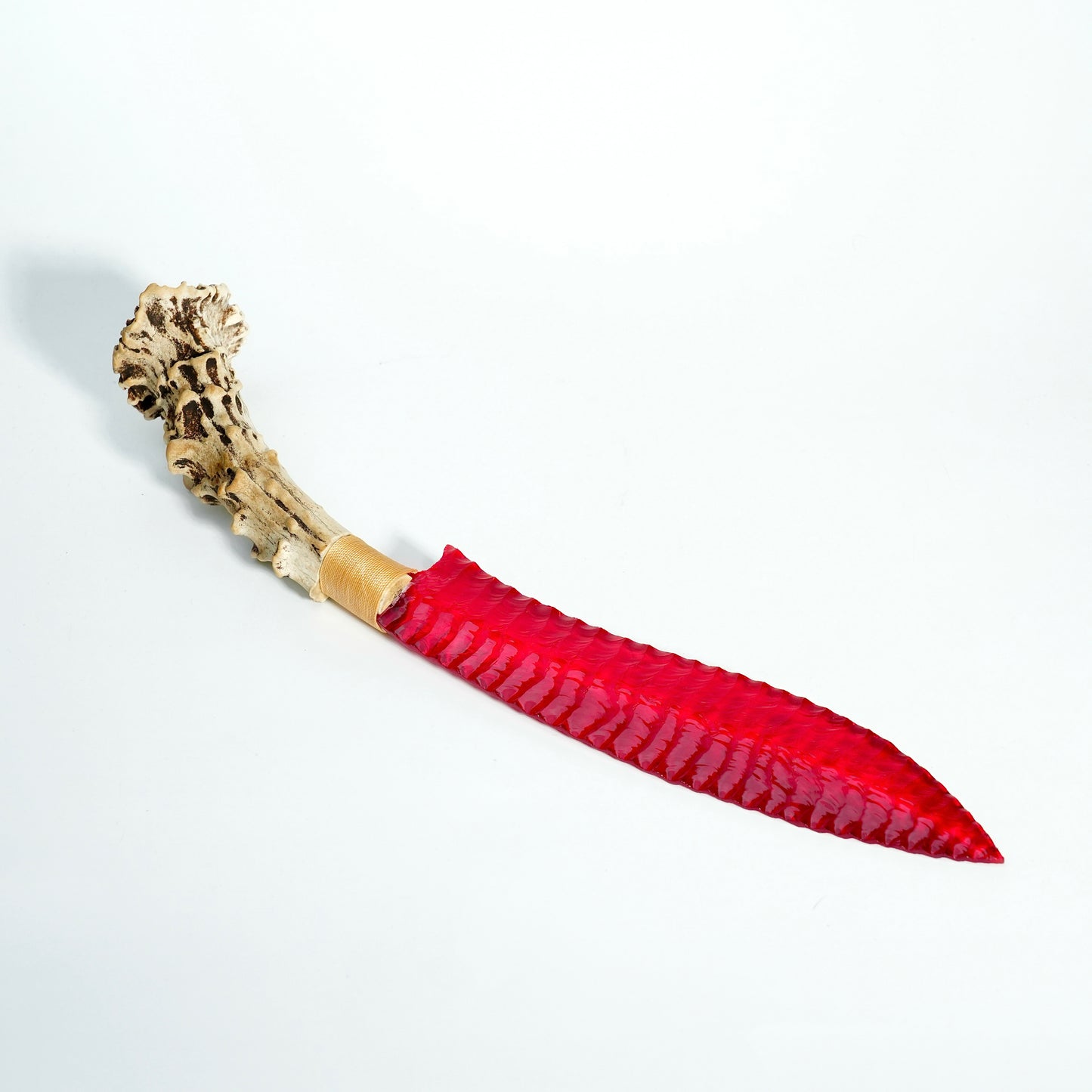 「Scarlet Witch」Opal Kukri|Antler Handle|Pressure Flaking-Flint Knapping|Master-Crafted|Natural Materials|Collectible Ancient Design