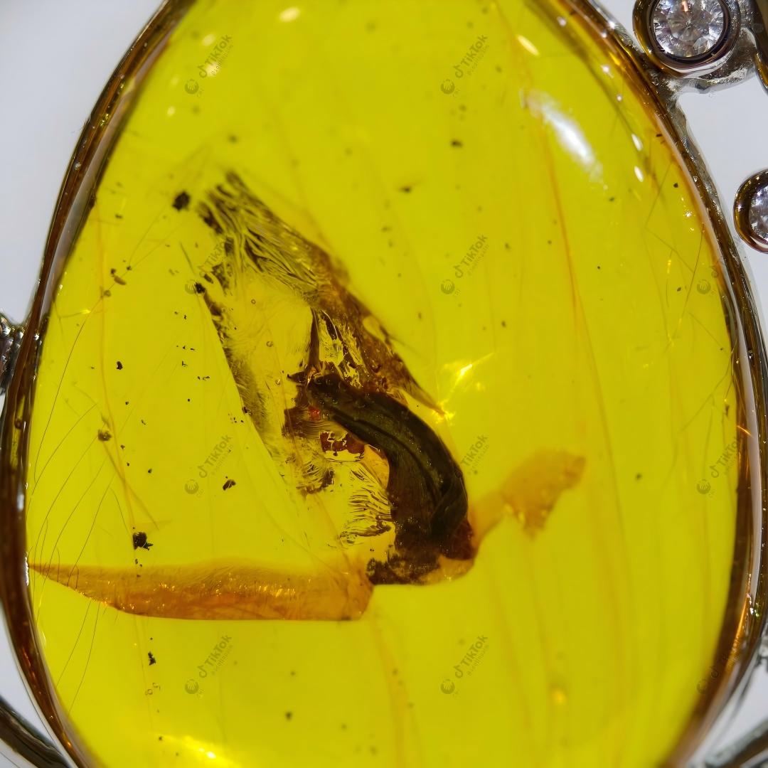 Dominican Landscape Amber Sterling Silver Pendant | Natural Freeform Blue Amber | Completed Vintage Silver Setting (41.3×43.6×10.5mm / 16.12g / Collection No. 07-0014)