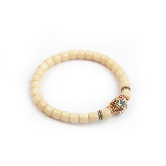 「Desert Ark」Camel Bone Bracelet｜Naturally Oxidized Yellow｜Porcelain Texture｜Cool and Durable