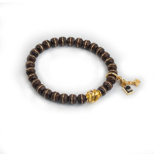 「Money Flow」Purple-gold Rat Bodhi Bracelet｜Formless Carvings｜Hollow Alloy Cage｜Dorje Phurba Pendant