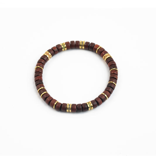 「Flame Grain」‌Indian Red Sandalwood Bracelet｜Artisanal Jewelry｜Silk-Smooth｜Timeless Craftsmanship