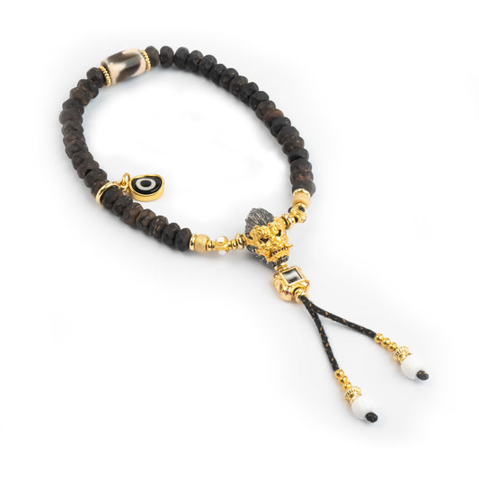 「24K Black Wukong」Coconut Shell Core Bracelet｜Masked Monkey King｜Power-attracting Accessory