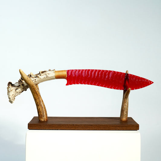 「Scarlet Witch」Opal Kukri｜Antler Handle｜Pressure Flaking-Flint Knapping｜Master-Crafted｜Natural Materials｜Collectible Ancient Design